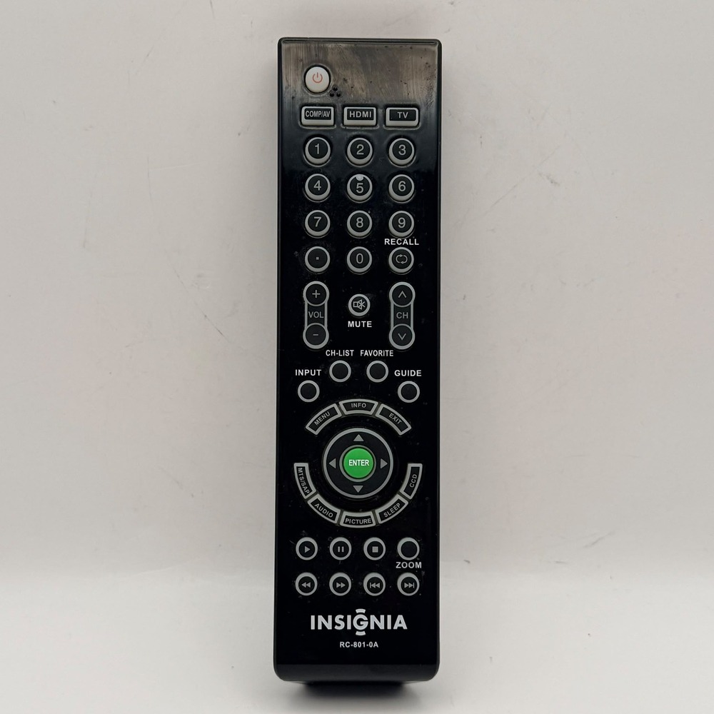 Insignia TV Remote Control Black Replacement Unit with Battery Cover